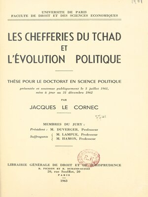 cover image of Les chefferies du Tchad et l'évolution politique